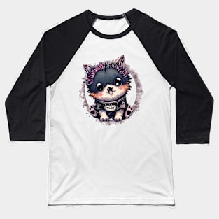 Cute Dog Rebel Punk Style Baseball T-Shirt